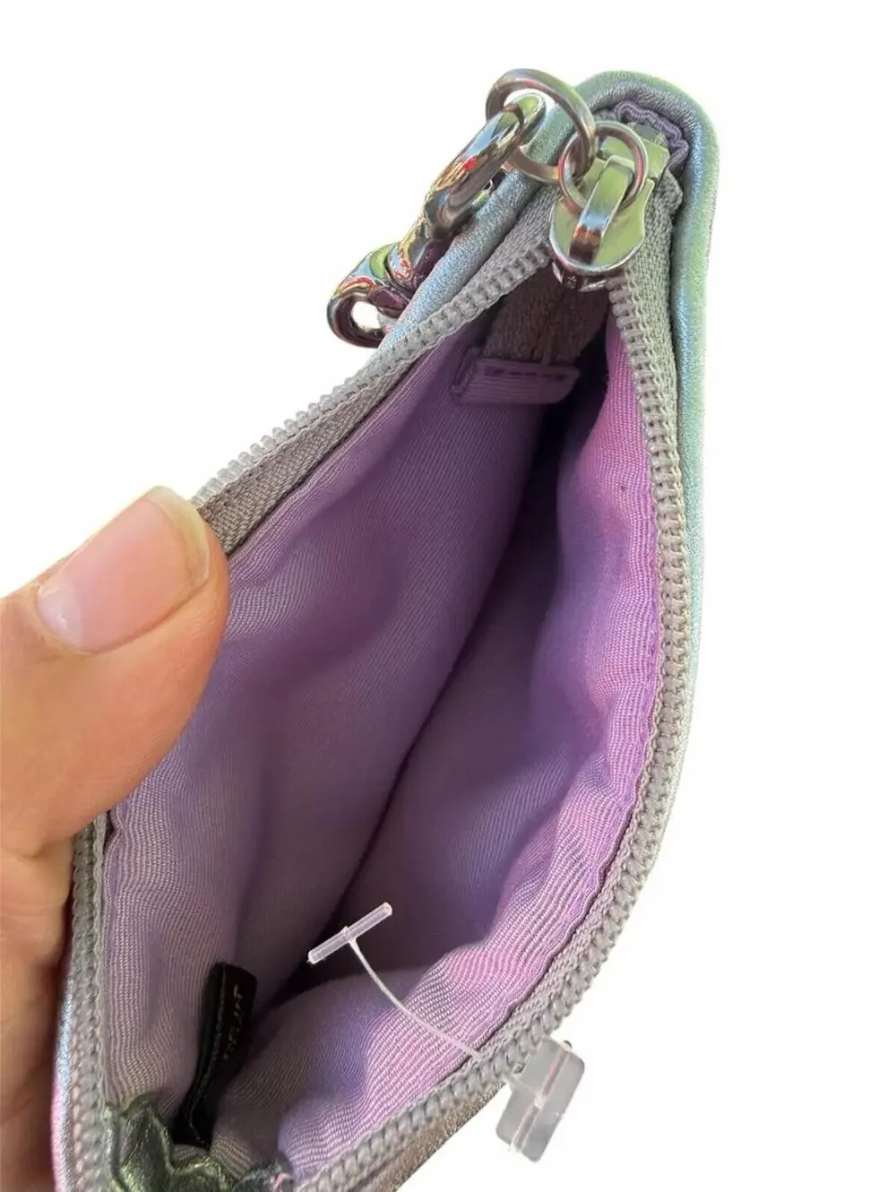 Coach Purple Signature Mini Wristlet Silver Accent